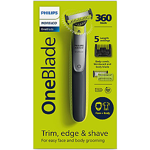 Philips Norelco OneBlade Face + Body Hybrid Electric Trimmer and Shaver, QP2630/70