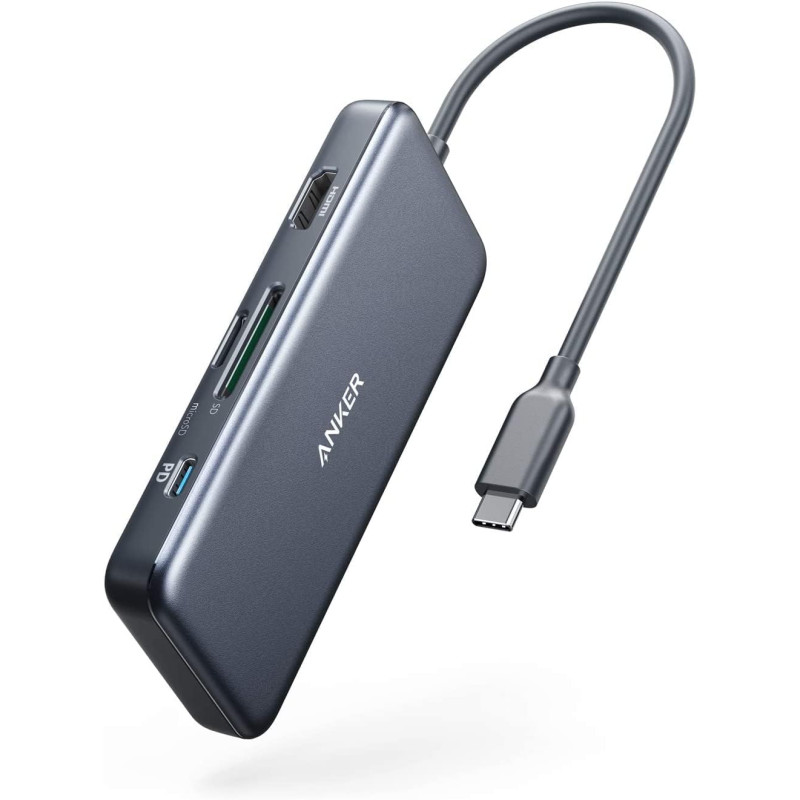 Anker 7-in-1 USB C Hub with 4K HDMI, 100W Power Delivery, USB-C and 2 USB-A 5 Gbps Data Ports, microSD and SD Card Reader