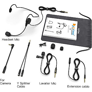 FIFINE C1 LAVALIER MICROPHONE WITH EXTENSION CABLE & Y-SPLITTER FOR SMARTPHONE, CAMERA AND PC