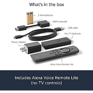 Fire TV Stick Lite, free and live TV, Alexa Voice Remote Lite, smart home controls, HD streaming