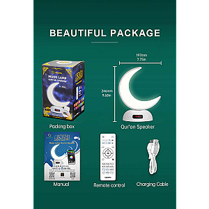 Quran Speaker Crescent Sq902 Colorful Moon Lamp