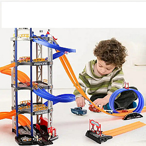 Five Layer Double Track Racetrack With 8 Cars for Kids